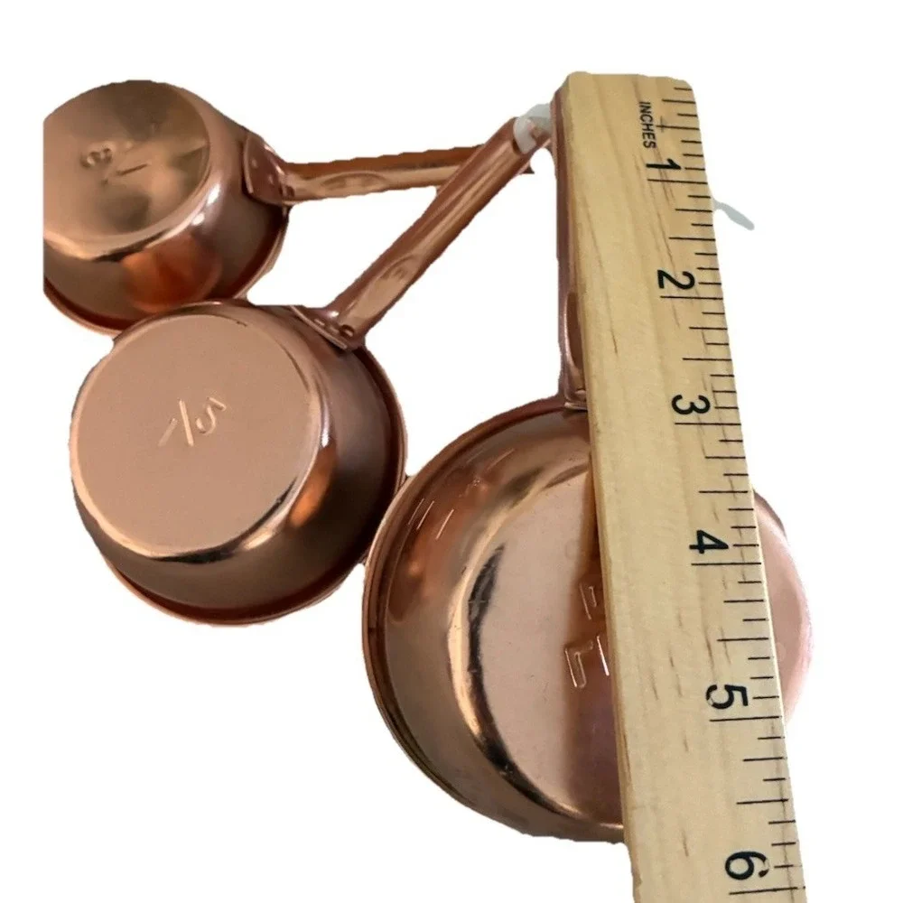 Vintage Copper Plated Measuring Cup Set Of 3 (1/3, 1/2, 1 cup)